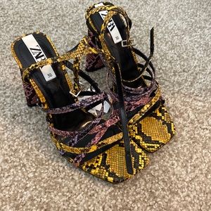 Zara multi-color snake effect heels